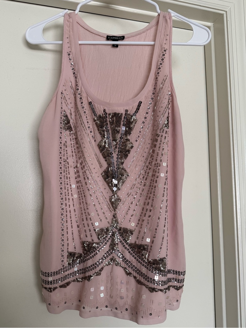 Express Women’s Small Pink Sequin Embellished Tanktop